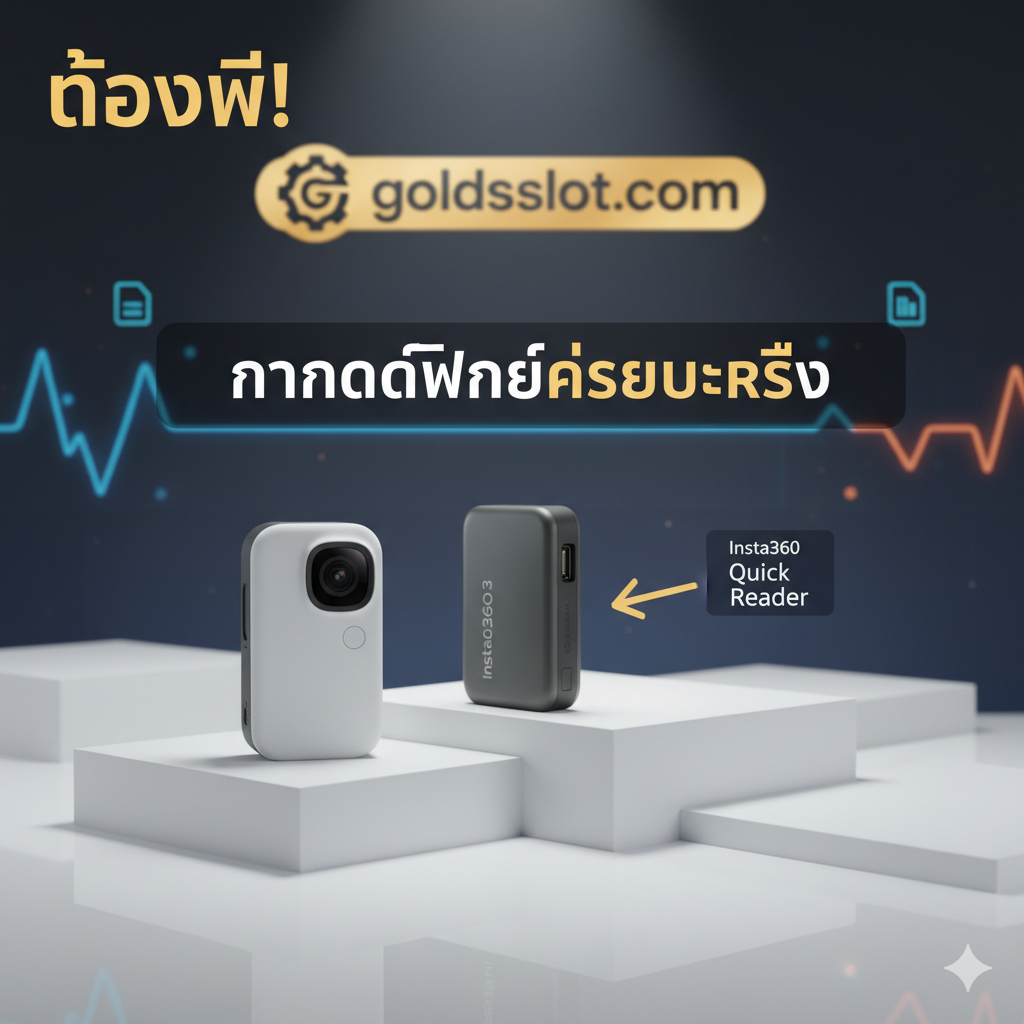 ภาพสรุปและปิดท้ายบทความ เน้นย้ำข้อความ 'ต้องมี' สำหรับ Quick Reader แสดงกล้อง GO 3 และ Quick Reader วางคู่กันอย่างโดดเด่น บนพื้นหลังที่มีโลโก้ goldsslot.com หรือมีองค์ประกอบเชิงพาณิชย์ มีข้อความสั้นๆ เป็นภาษาไทย (เช่น 'จัดการไฟล์ง่ายและเร็ว') พร้อมลูกศรชี้ไปที่สินค้า Quick Reader เพื่อกระตุ้นการตัดสินใจซื้อในส่วนท้ายของบทความ เน้นการจัดแสงที่ดูพรีเมียมและน่าเชื่อถือ.