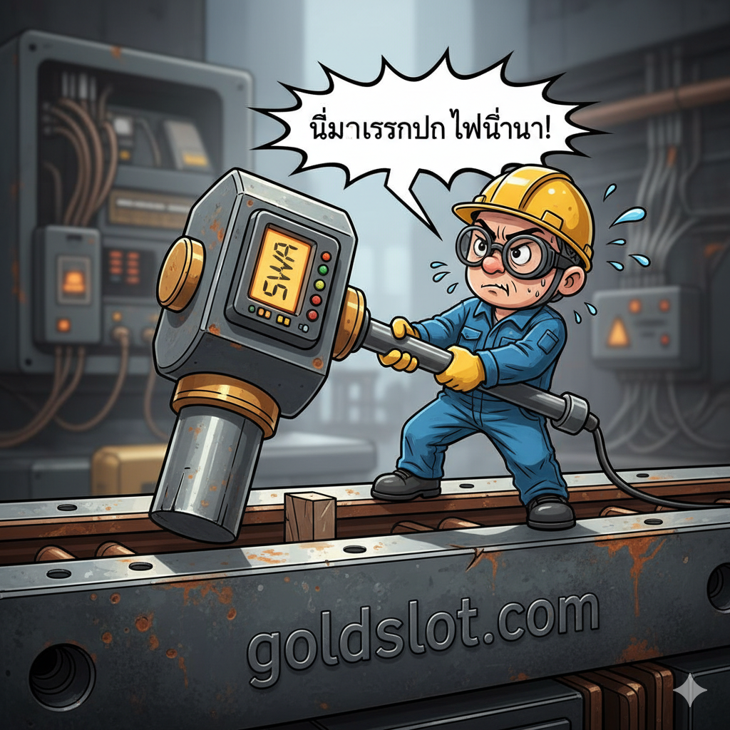 教程图用于指导用户如何“ทดสอบความแน่น”ในโลกสล็อตจริง (RTP และ Volatility)。画面中心是一个智能手机屏幕，展示了一个老虎机游戏界面。两侧各有一个量表：左侧是“RTP Meter”量表，指针指向高（เช่น 96% ขึ้นไป），用绿色和金币符号表示“แน่นและคุ้มค่า”；右侧是“Volatility Scale”，从底部“Low”到顶部“High”，有一个可调节的滑块，指示玩家可以根据需求选择“จ่ายถี่ (Low)” หรือ “แจ็คพอตก้อนใหญ่ (High)”。整体风格简洁、数据化、科技感强，色彩以蓝色和金色为主，强调“科学”的选สล็อต方法。