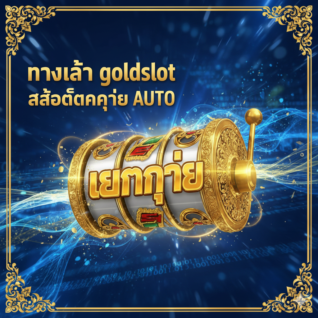 一张吸引สายตาของ goldsslot.com โดยเน้นสีทองและสีน้ำเงิน แสดงสัญลักษณ์ BIG WIN และข้อความ 'ทางเข้า goldsslot' และ 'สล็อตแตกง่าย AUTO'