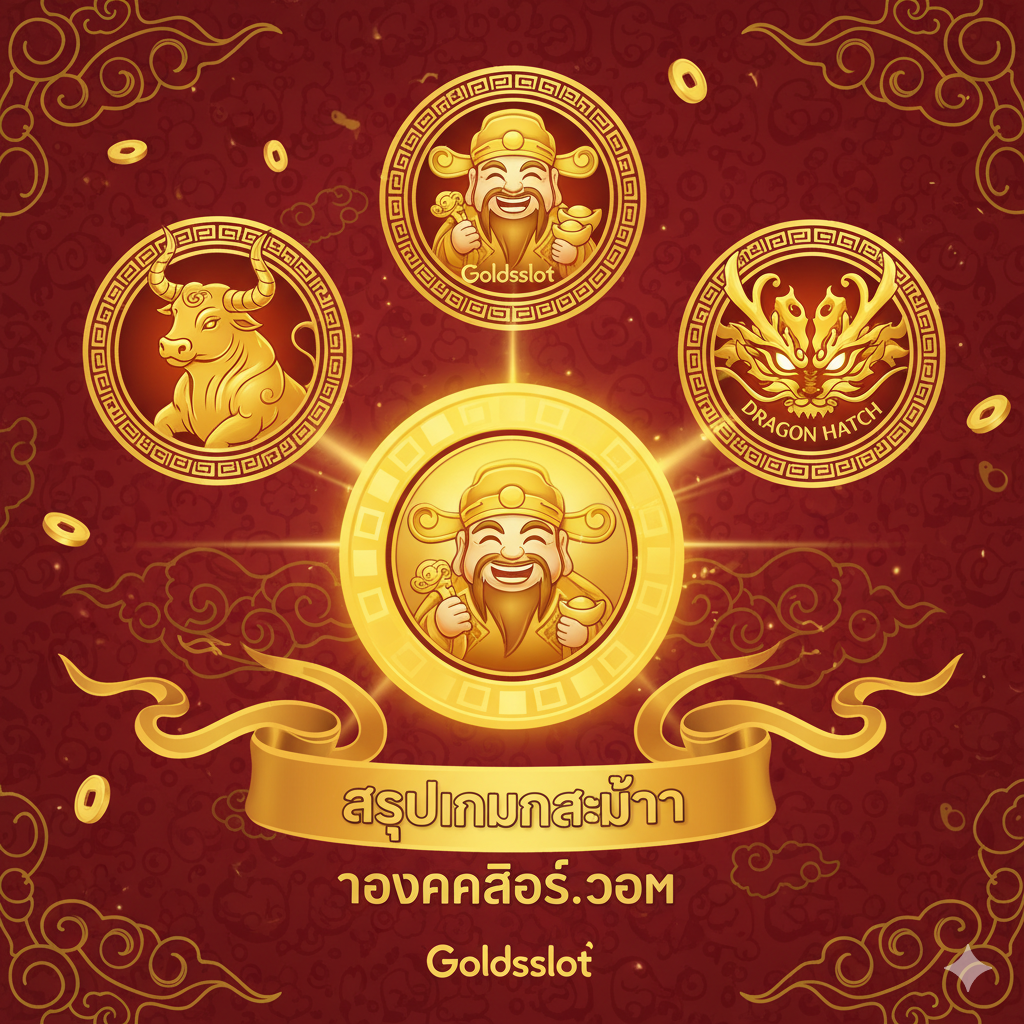 文章总结与游戏推荐的图片。将文章中提到的三个推荐游戏（Fortune Ox, Caishen Wins, Dragon Hatch）的代表性吉祥物或最强符号（如金牛、财神、龙眼）以精致的图标形式并排展示或环绕排列。中间可以放置一个金色的'Goldsslot'品牌标志性硬币或芯片。整体风格为高端、亚洲吉祥元素浓郁的插画，强调这些符号都是玩家'捕获幸运'的重点。