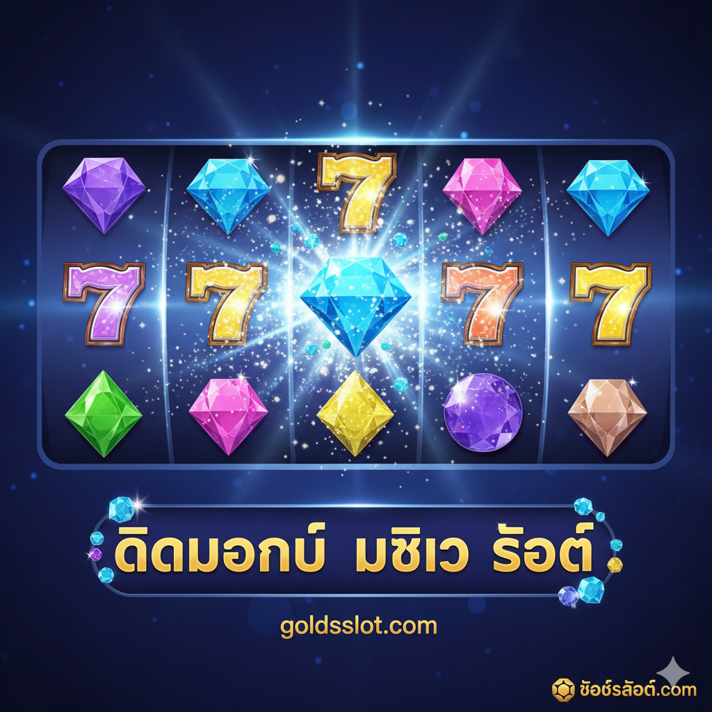 ภาพหน้าปกเกม Diamond Magic Slot ที่ดึงดูดสายตา: เน้นองค์ประกอบของ 'เพชร' และ 'เวทมนตร์' โดยมีวงล้อสล็อตขนาดใหญ่เป็นฉากหลัง แสดงสัญลักษณ์เพชรเจียระไนหลากสีสัน (โดยเฉพาะเพชรสีฟ้า) และเลข 7 ที่ส่องแสงระยิบระยับ ภาพควรมีโทนสีน้ำเงินเข้มและม่วงแบบหรูหรา พร้อมแสงสว่างจ้าจากสัญลักษณ์ที่กำลัง 'แตก' ออกมา ตรงกลางภาพควรมีโลโก้เกมหรือชื่อ 'Diamond Magic Slot' เด่นชัด พร้อมแทรกโลโก้ goldsslot.com เล็กน้อย เพื่อสร้างความเชื่อมโยงกับเว็บไซต์เป้าหมาย