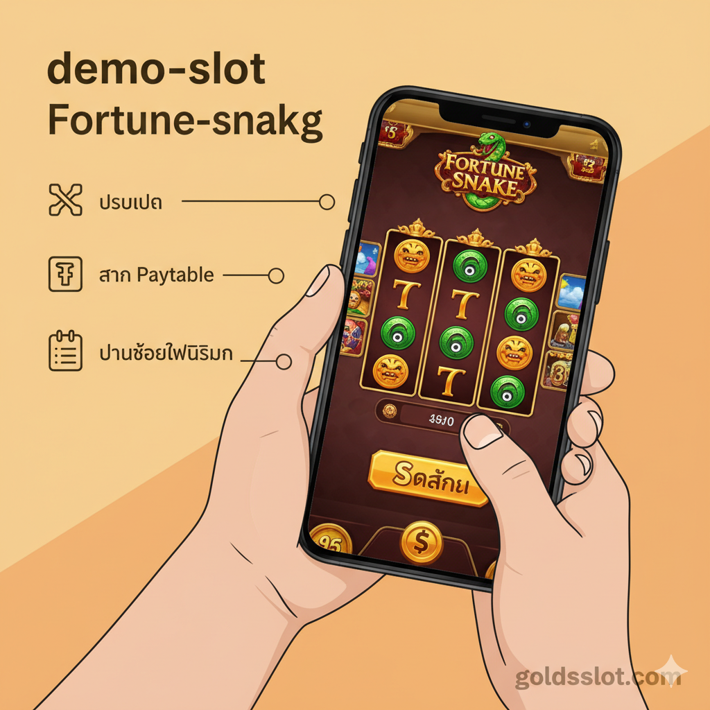 ภาพประกอบสำหรับผู้เล่นใหม่ที่แสดงการใช้งานมือถือในการปรับเบท อ่าน Paytable และปุ่มซื้อฟรีสปินของ Fortune Snake