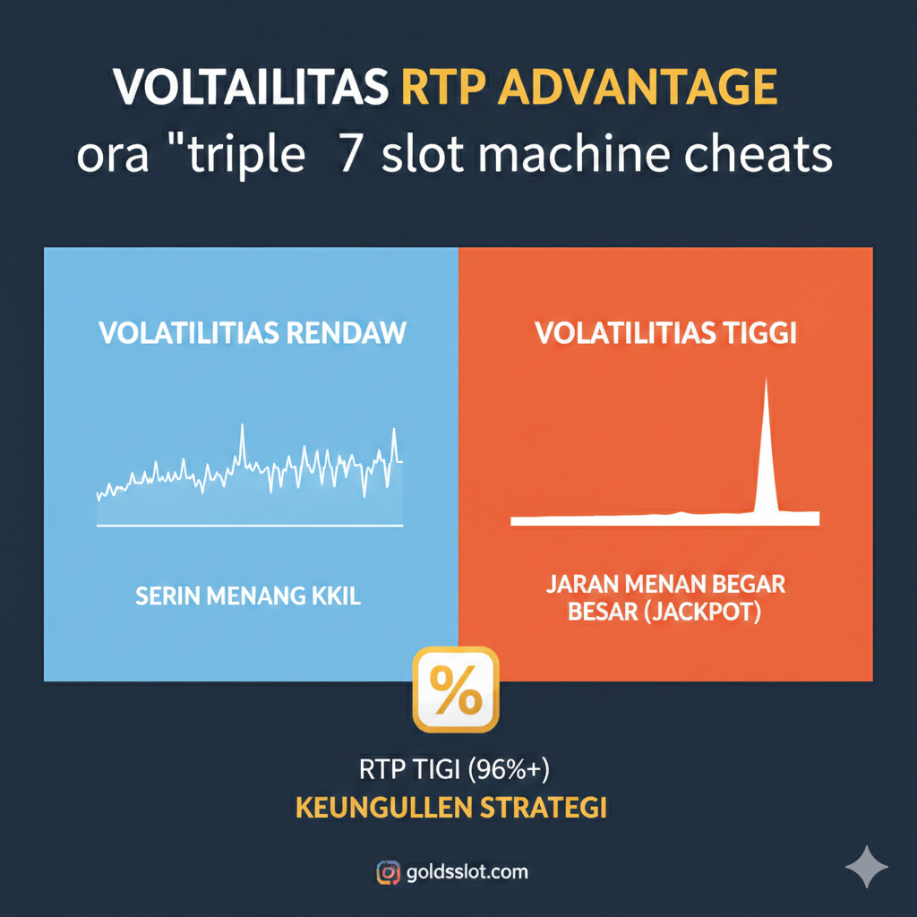 Sebuah gambar visual kontras yang kuat. Di sebelah kiri, tampilkan ikon atau simbol 'CHEAT' yang terdistorsi, mungkin berupa tangan yang mencoba memasukkan chip komputer yang rusak ke layar slot, dengan warna merah gelap dan tanda 'X' besar. Di sebelah kanan, tampilkan ikon 'FAIR PLAY' berupa ikon gembok yang aman atau simbol RNG (seperti roda gigi atau DNA kode) yang dikelilingi oleh cahaya hijau terang dan aman. Bagian tengah didominasi oleh logo atau visual klasik 'Triple 7 Slot Machine' dengan elemen emas, namun terbagi dua untuk menunjukkan perbandingan antara penipuan dan kebenaran. Teks utama 'SCAM' ditampilkan tebal di atas ikon cheat. Gaya modern, digital, dan berani.