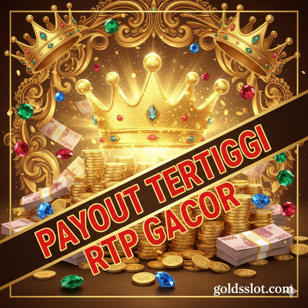 Desain gambar sampul yang menarik perhatian untuk artikel 'Royal Cash Slot Payout Tertinggi 2025'. Tampilkan latar belakang emas dan mewah dengan motif mahkota dan permata yang mencerminkan tema 'Royal Cash'. Di tengah, fokuskan pada simbol Mahkota Emas dari slot dengan efek cahaya berkilauan. Sisipkan teks overlay 'PAYOUT TERTINGGI' atau 'RTP GACOR' dengan font tebal dan warna kontras (merah atau putih) untuk menarik perhatian. Gunakan komposisi diagonal atau Rule of Thirds untuk menonjolkan logo slot atau simbol utama. Gambar harus memiliki nuansa 'uang sungguhan' (real money) dan kesan kemenangan besar.