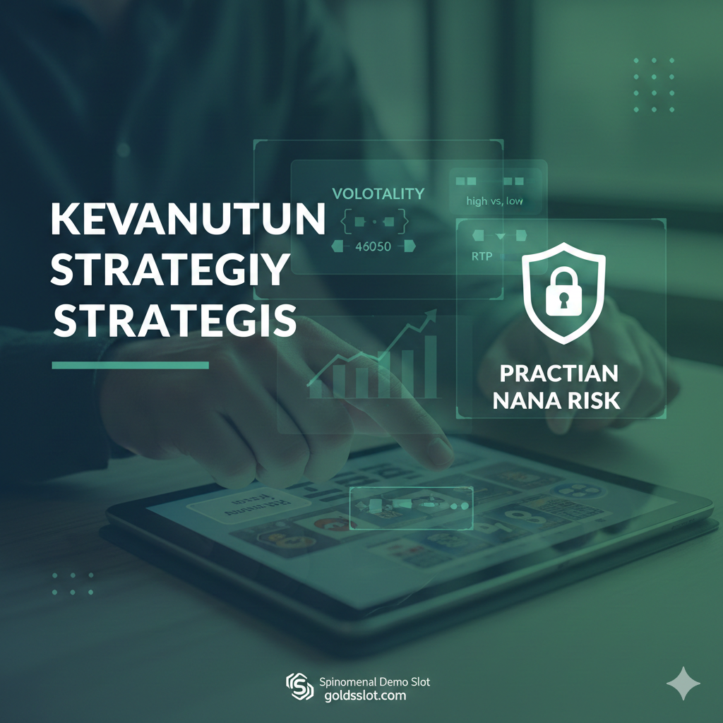 A conceptual image illustrating the strategic advantage of playing the demo. The composition features a player's hands positioned over a tablet, but instead of the game screen, an overlay of strategic elements like a flowchart or a graph representing Volatility (high vs. low) is visible. A prominent icon of a shield or lock should be present, symbolizing 'Latihan Tanpa Risiko.' The colors should be calming (deep green and blue) to suggest intellectual engagement and careful planning, reinforcing the idea that the demo is a necessary 'training session' to review game mechanics and RTP.